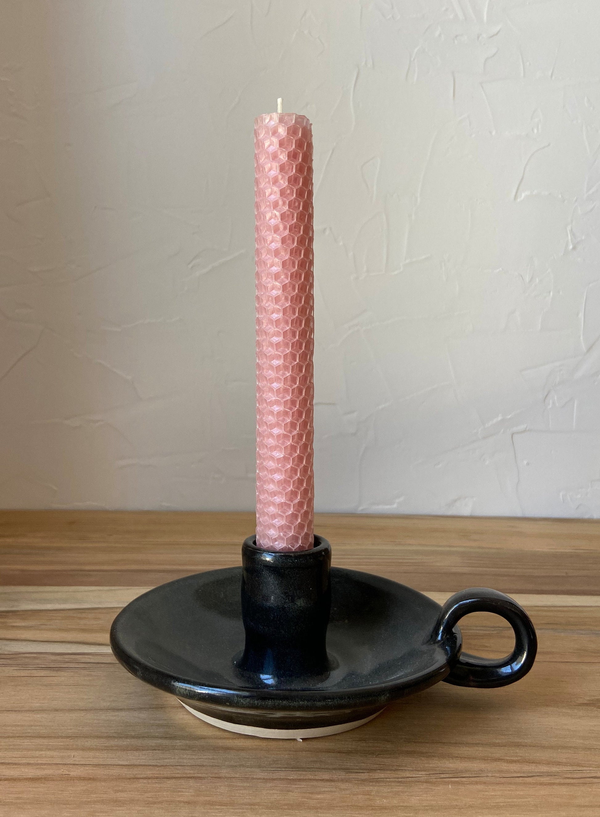 Pink Honeycomb Beeswax Taper Candles