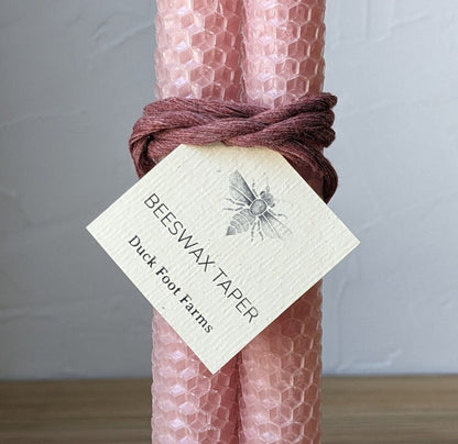 Pink Honeycomb Beeswax Taper Candles