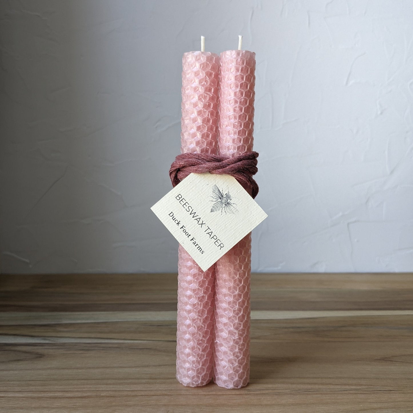 Pink Honeycomb Beeswax Taper Candles