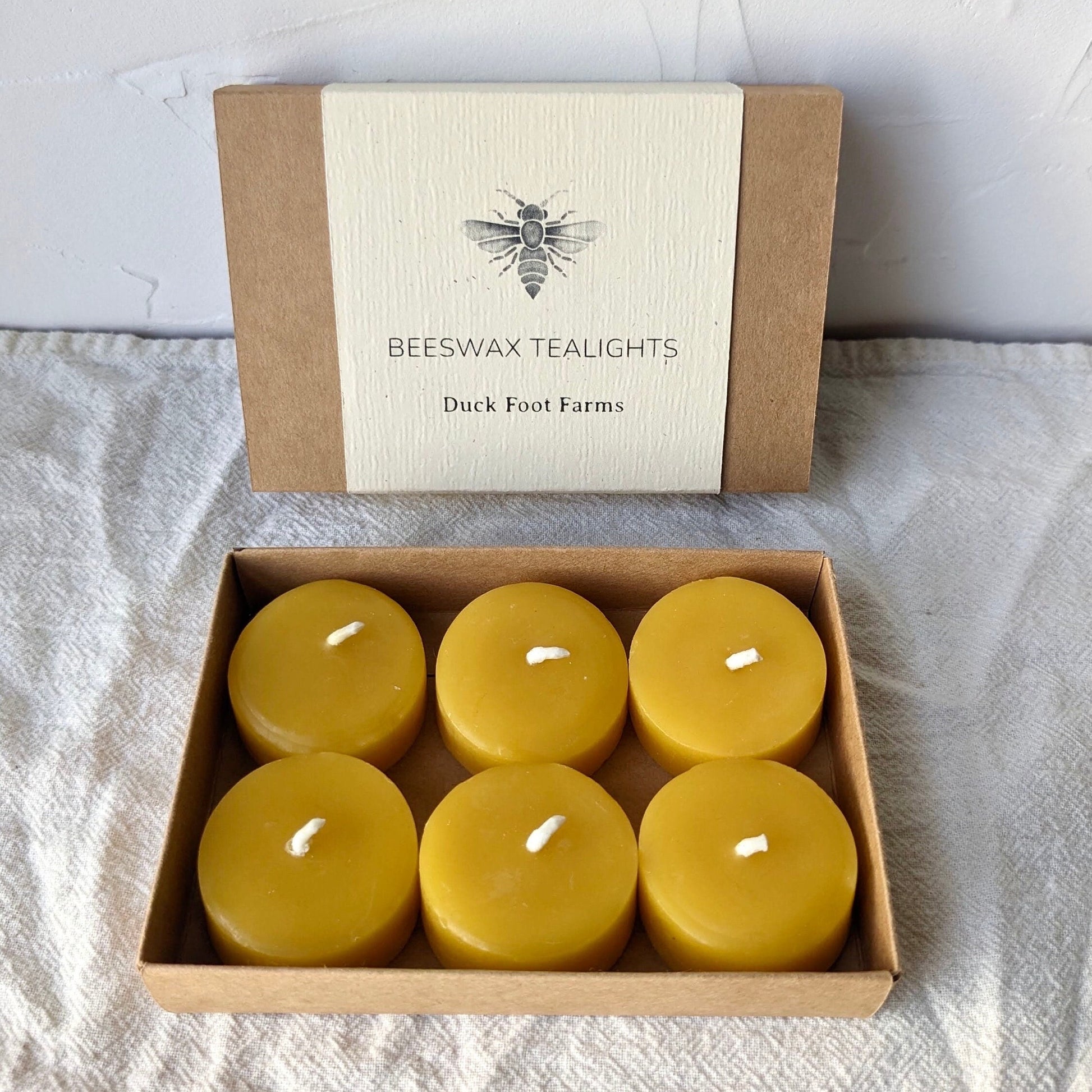 Set of 6 - Beeswax Tealight Candles -Gift Box