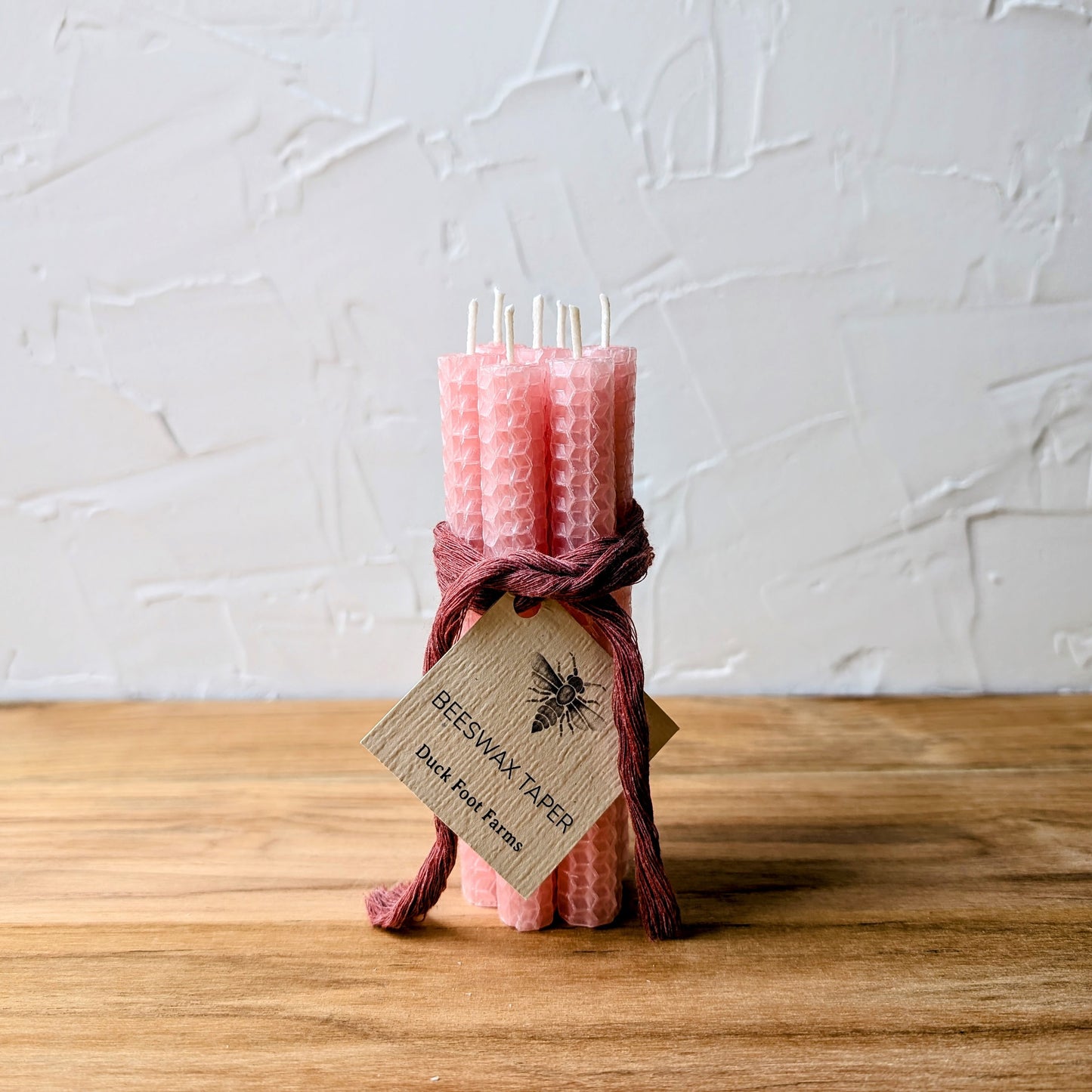 Mini Pink Honeycomb Beeswax Taper Candles