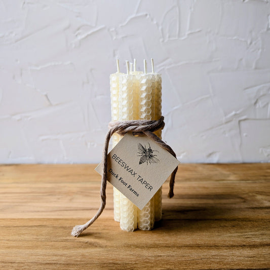 Mini Ivory Honeycomb Beeswax Taper Candles