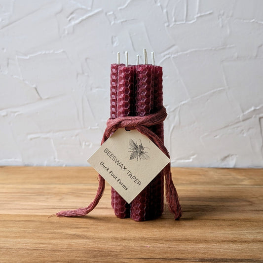 Mini Cranberry Wine Honeycomb Beeswax Taper Candles